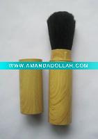 Wholesale plastic wood grain goat hair retractable cosmetic brush