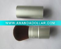 Wholesale matt silver nylon hair retractable makeup brush