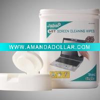 Wholesale wet screen cleaning wipe with 65 applications