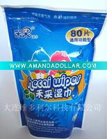 Wholesale HECAI cleaning wet tissue wet wipes,80pcs in one bag