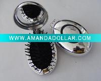cosmetic mirror with hair comb
