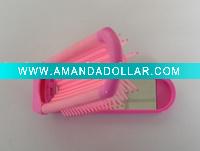 Wholesale travel foldable pocket hair brush with cosmetic mirror set