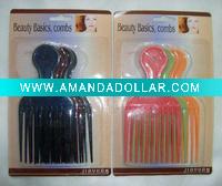 Plastic Comb Set 3pcs Assorted Color