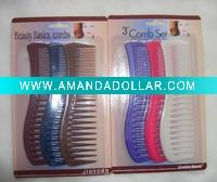 Plastic Comb Set 3pcs Assorted Color
