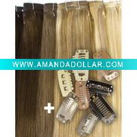 Wholesale ashionsteel and silicon clips, clip in hair extension
