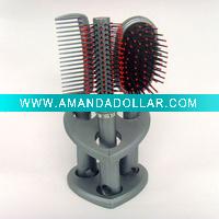 Wholesale 2011 fashion 3pcs plastic comb&hairbrush sets by plastic rack packing