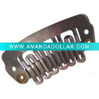 Wholesale Coffee 3.2 cm with 6 teeth U shape Stainless steel wig clips/ Toupee clips/Hair extension clips with rubber