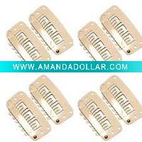 Wholesale Yellow 3.2 cm with 6 teeth U shape Stainless steel wig clips/ Toupee clips/Hair extension clips with rubber