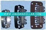 Wholesale 6 teeth U shape Stainless steel wig clips/ Toupee clips/Hair extension clips with rubber