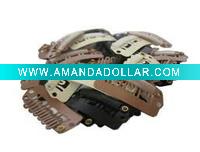 Wholesale 3.2 cm with 6 teeth U shape Stainless steel wig clips/ Toupee clips/Hair extension clips with rubber