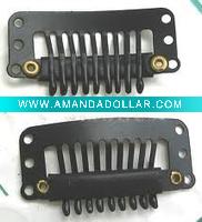 Wholesale 3.2cm with 9 teeth waterdrop shape Stainless steel wig clips/ hair extension clips/Hair extension clips with rubber