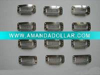Wholesale 3.2cm with 9 teeth waterdrop shape Stainless steel wig clips/ hair extension clips/Hair extension clips with rubber