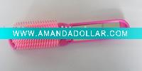 Wholesale travel foldable hair brush with cosmetic mirror set