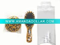 mini hair brush set with leopard print