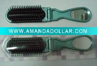 Wholesale foldable travel mirror hair brush,travel mirror with brush