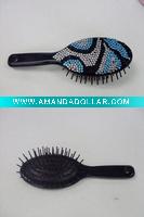 Wholesale fashion plastic hair paddle brush of rhinestone