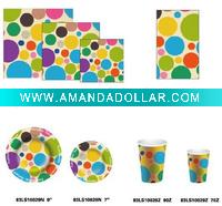 Wholesale POP dot design napkin set with paper plate paper cup