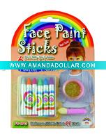 Wholesale 6pc Face Paint Sticks W/Glitter & Sponge - A07691