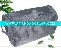 Black 1680D polyester toiletry bag with hook