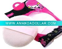 Wholesale Pink cotton powder puff with ribbons ZM-PF006