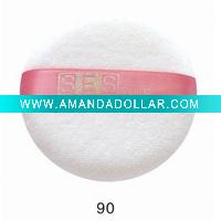 Wholesale cotton makeup puff with satin ribbon