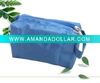 Wholesale Double-layer blue Nylon cosmetic bg