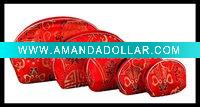 Wholesale red satin brocade fashion cosmetic bag set cosmetic pouch 8133-370