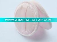 Wholesale velour makeup powder puff with ribbon