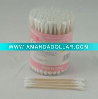 Wholesale 100 pcs wooden Round box ball lid cotton tips