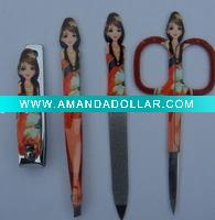 Wholesale stainless steel nail file and nail clippers and tweezer set