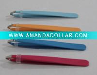 Wholesale powered finished eyebrow tweezers in different color