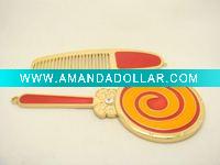 Wholesale enamel alloy comb with cosmetic mirror