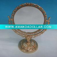 2011 fashion double sided plastic dressing table mirror,one flat,another magnifized,ABS+electroplate