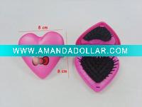 Wholesale Fashion promotional porket cosmetic compact plastic mirror&brush