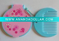 Wholesale small makeup mirror, cosmetic mirror with hairbrush