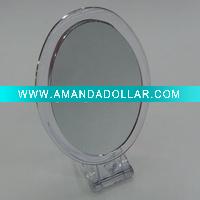 Wholesale 093# oval shape plastic crystal foldable double sided cosmetic mirror