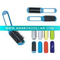 Wholesale travel plastic pocket mirror with brush