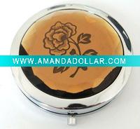 crystal glass cosmetic mirror flower pattern inside