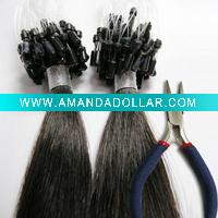 Wholesale Chinese REMY mirco loop ring hair extension and extension tool in stock