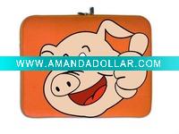 smile pig design neoprene laptop bag