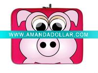 lovely pig design neoprene laptop bag