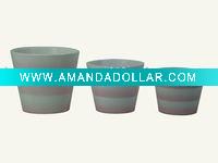 3Set white and pink terracotta planter