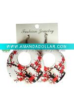2011plum flower wood earring