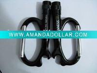 LED aluminum alloy carabiner flashlight with bottle opener