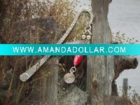 Wholesale fashion red resin beads metal bookmark