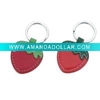 strawberry shape Leather key chain/keychain/key ring
