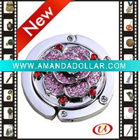 Wholesale 2011 new foldable metal bag hanger with crystal stone