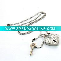 heart shape lock insert rhinestones with nice chains,nice for necklace