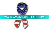 Wholesale custom epoxy coated metal ribbon lapel pins with soft enamel