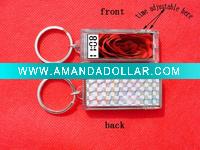 Plastic logo custom lcd solar clock keychain